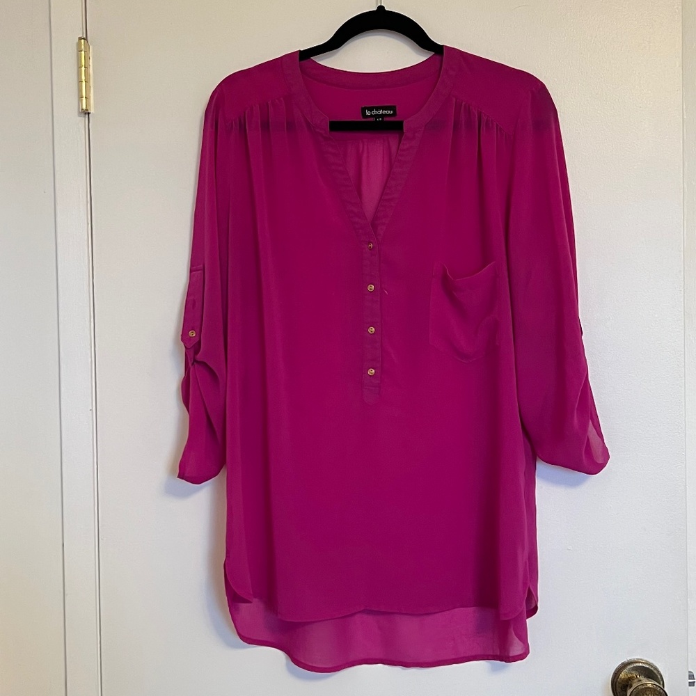 Le Chateau pretty sheer fuchsia blouse